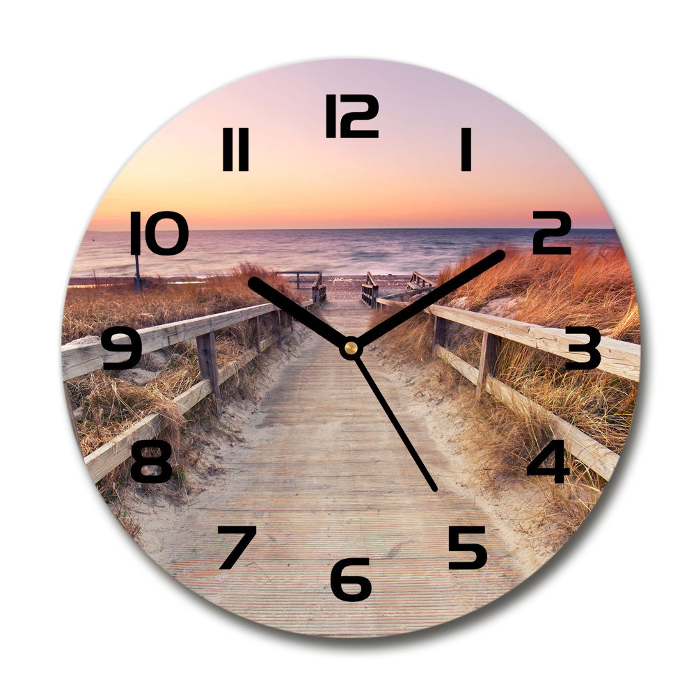 Horloge en verre ronde Chemin vers la plage