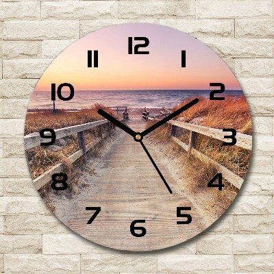 Horloge en verre ronde Chemin vers la plage