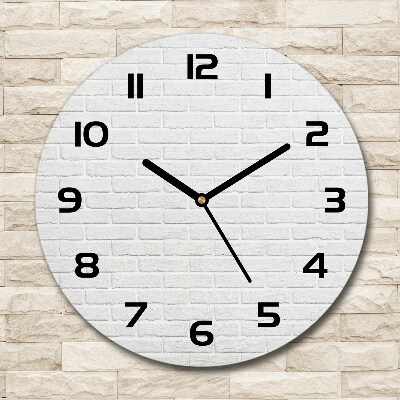 Horloge en verre ronde Mur de briques blanc