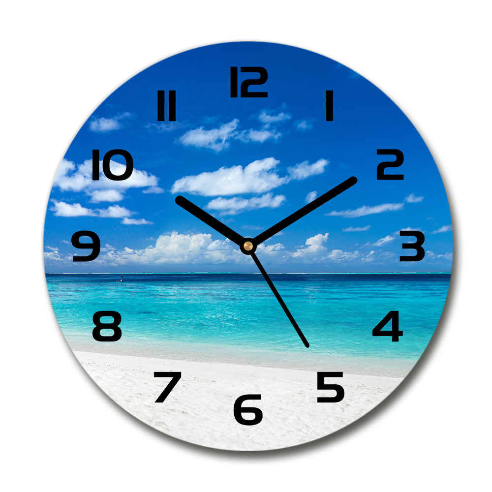 Horloge ronde Plage tropicale palmier