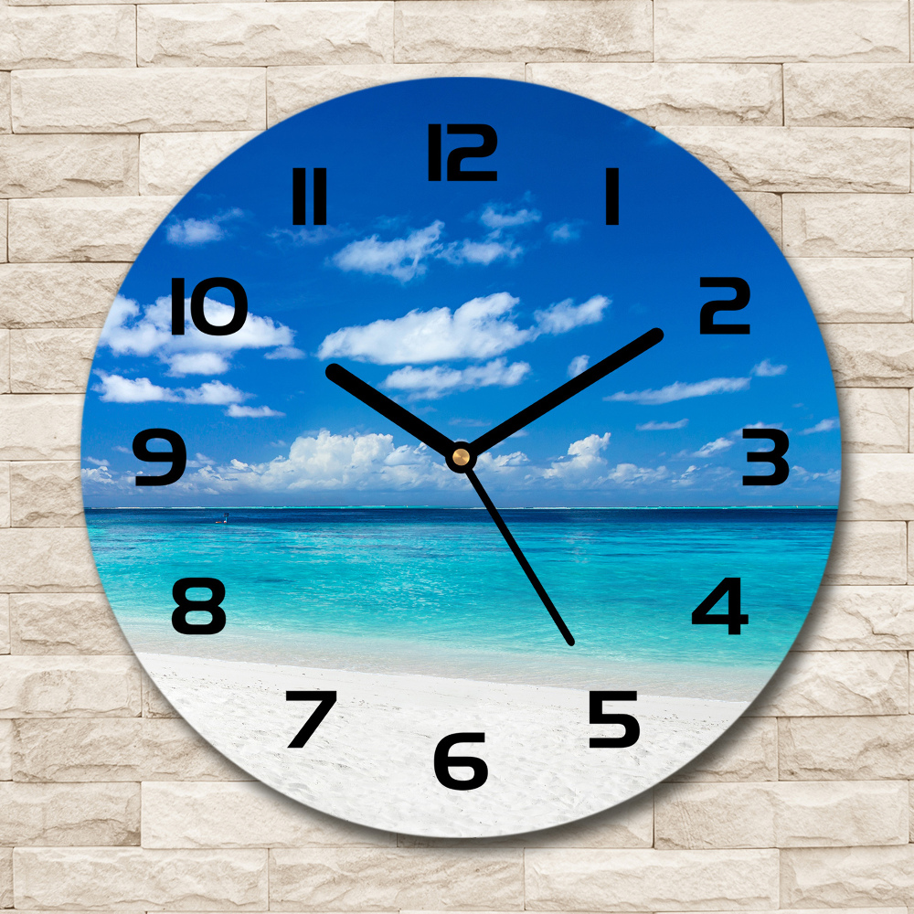 Horloge ronde Plage tropicale palmier