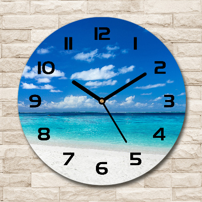 Horloge ronde Plage tropicale palmier