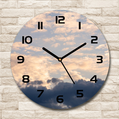 Horloge ronde murale Nuages roses