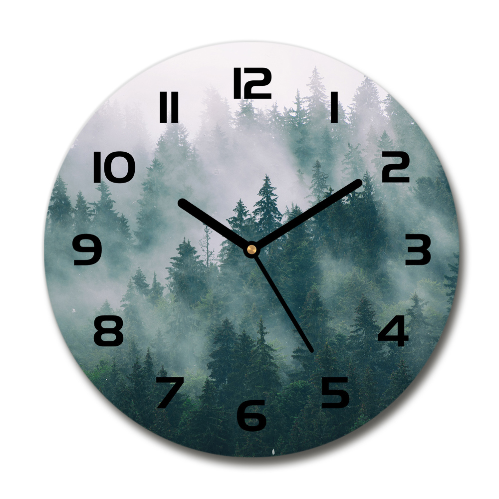 Horloge ronde murale Brouillard sur la forêt