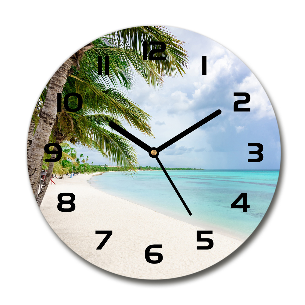 Horloge ronde murale Plage tropicale palmier