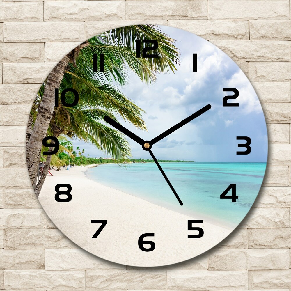 Horloge ronde murale Plage tropicale palmier