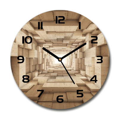 Pendule murale ronde Tunnel en bois