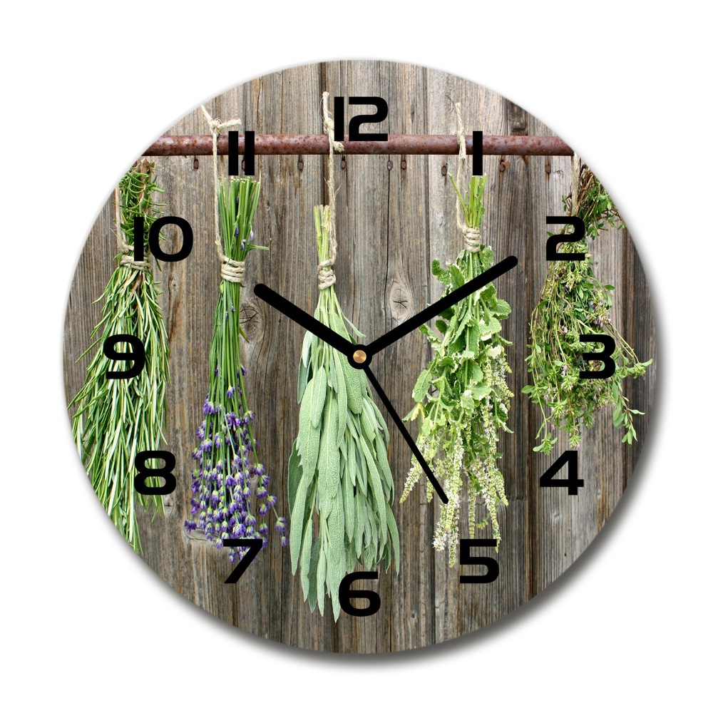 Horloge ronde en verre Herbes sur une ficelle