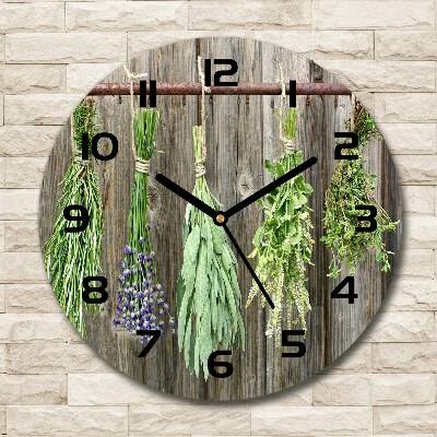 Horloge ronde en verre Herbes sur une ficelle