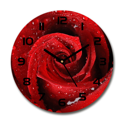 Horloge ronde murale Gouttes sur une rose