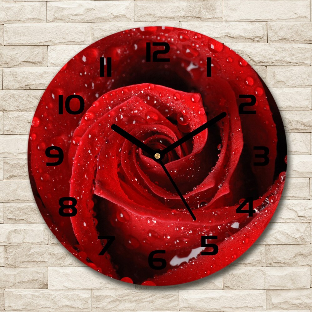 Horloge ronde murale Gouttes sur une rose