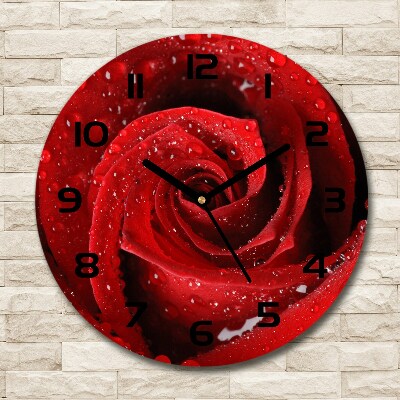 Horloge ronde murale Gouttes sur une rose