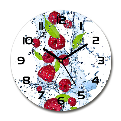 Horloge ronde murale Framboises et eau