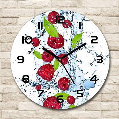 Horloge ronde murale Framboises et eau