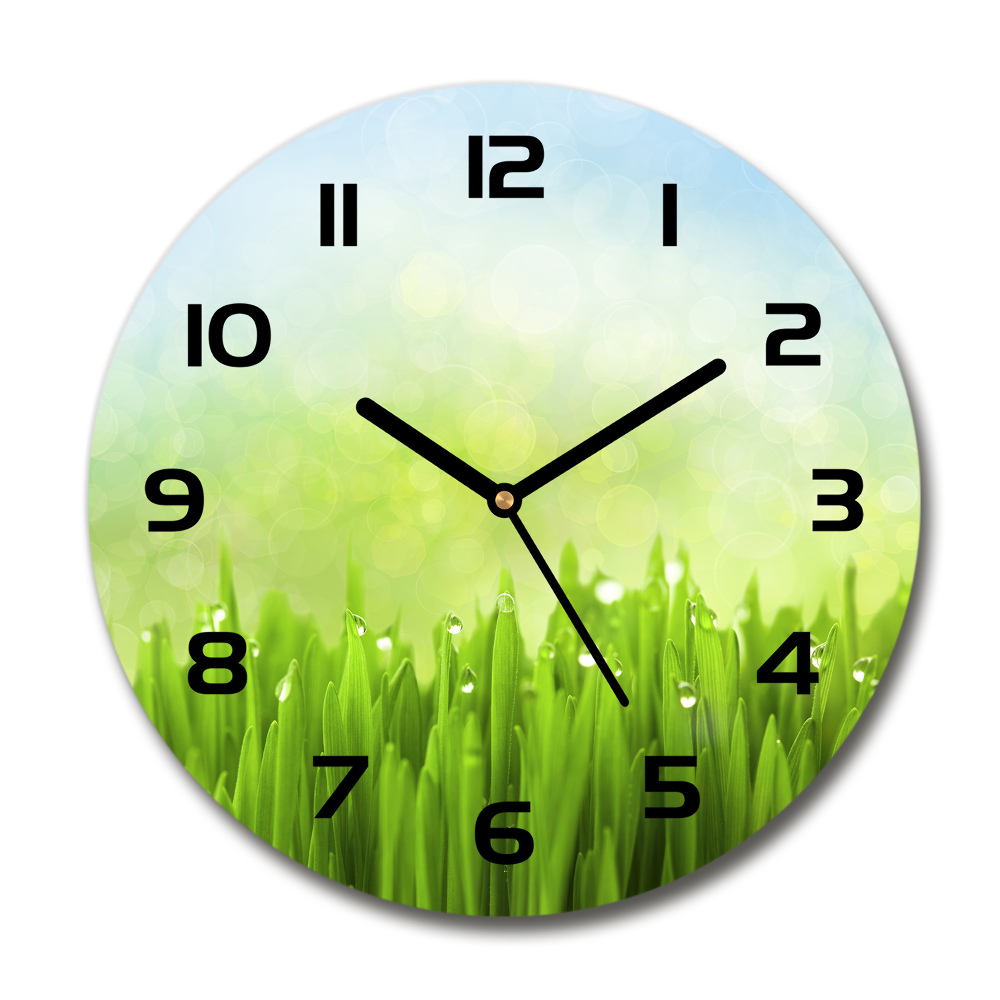 Horloge en verre ronde Herbe