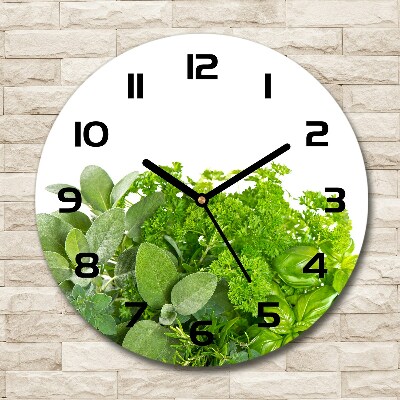 Horloge ronde murale Herbes aromatiques