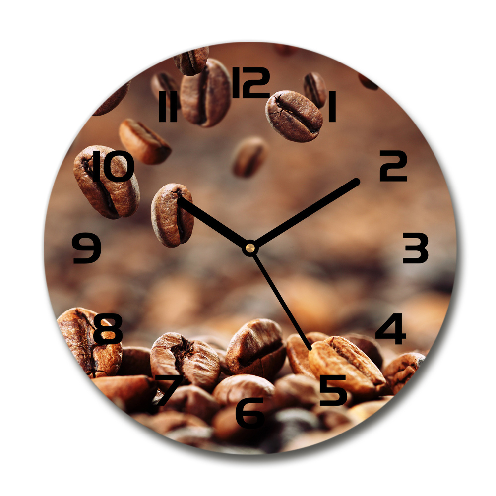 Horloge ronde Grains de café volants