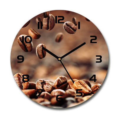 Horloge ronde Grains de café volants