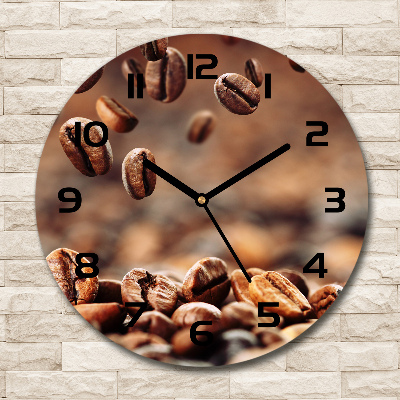 Horloge ronde Grains de café volants