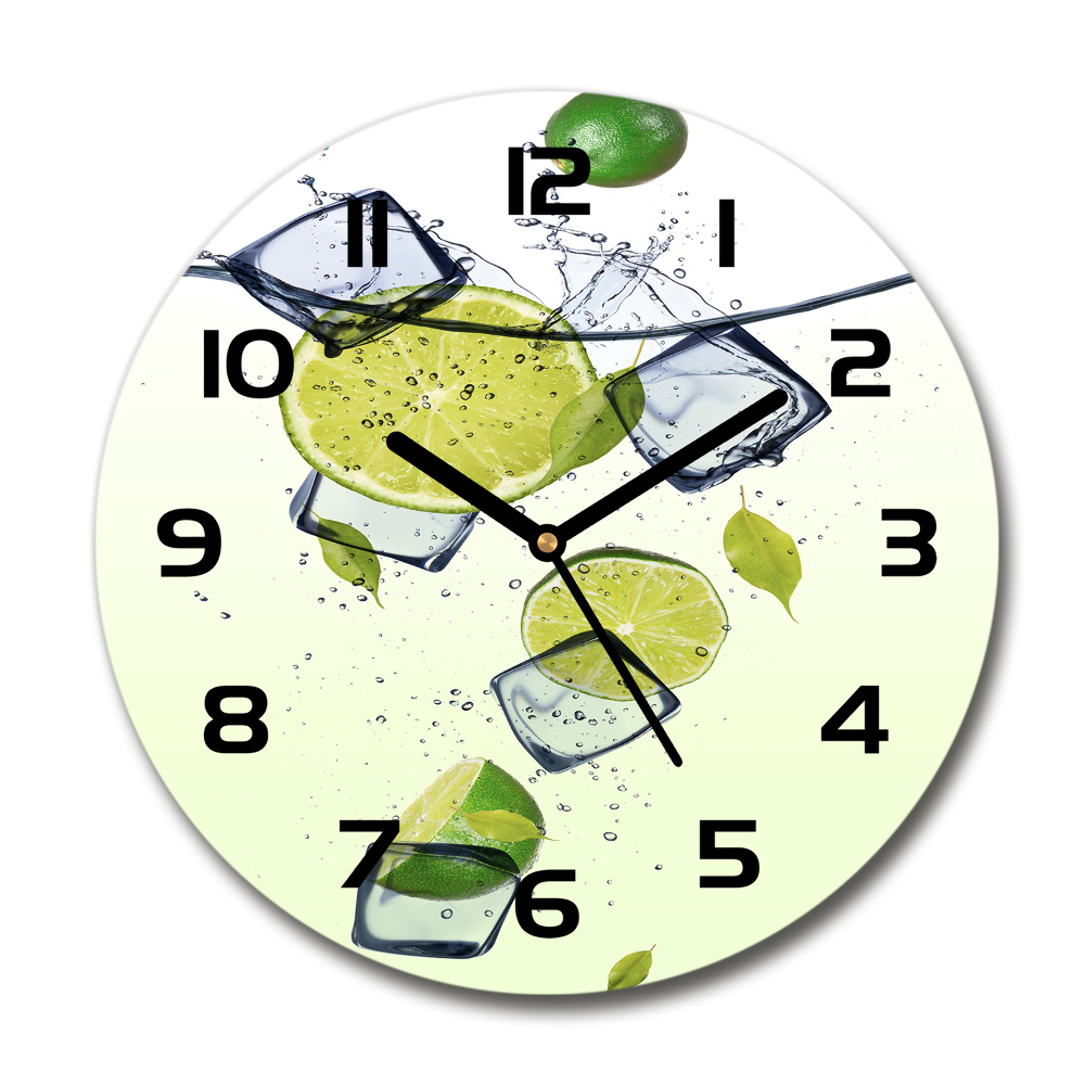 Horloge ronde murale Citrons verts et glace