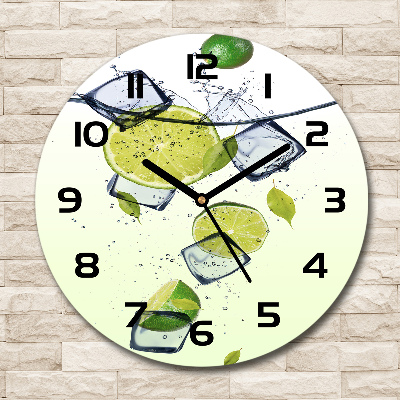 Horloge ronde murale Citrons verts et glace