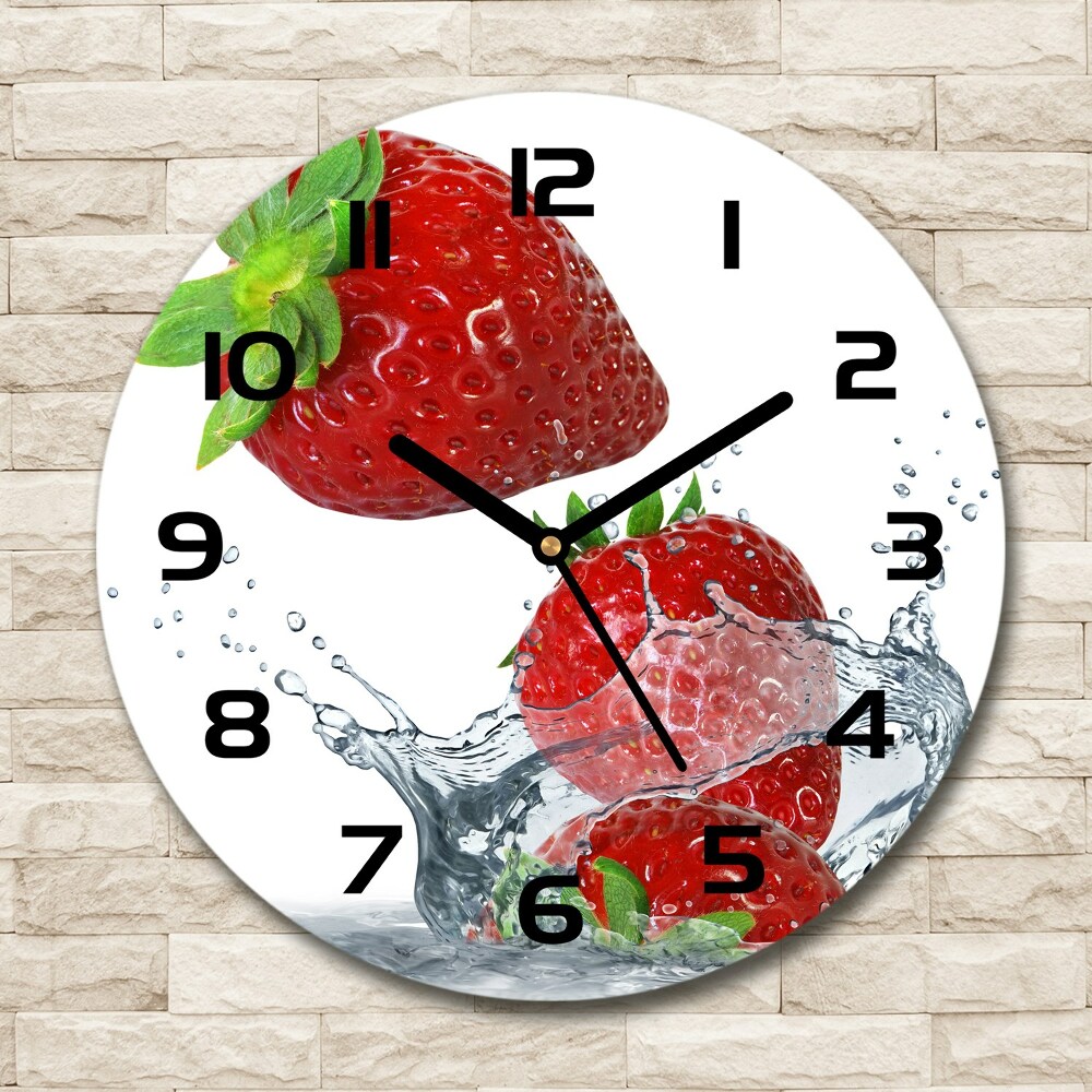 Horloge ronde murale Fraises et eau