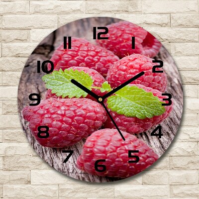 Horloge en verre ronde Framboises