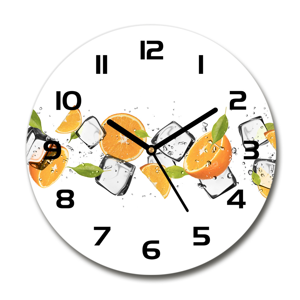 Horloge ronde murale Oranges avec glace