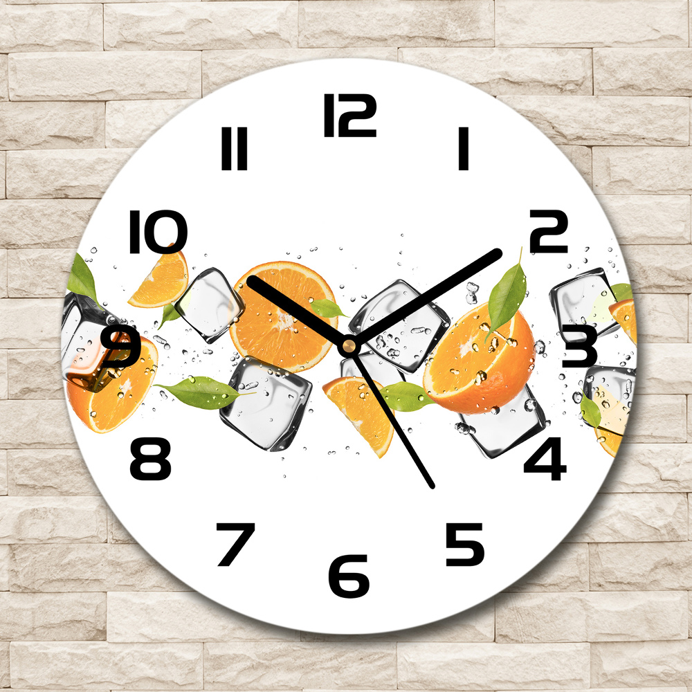 Horloge ronde murale Oranges avec glace