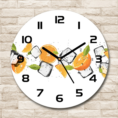 Horloge ronde murale Oranges avec glace