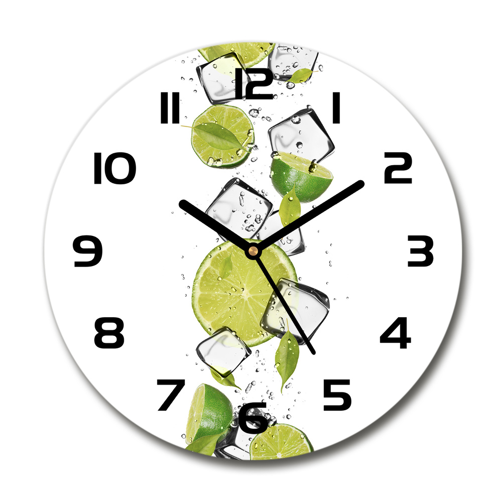 Pendule murale ronde Citron vert sur glace