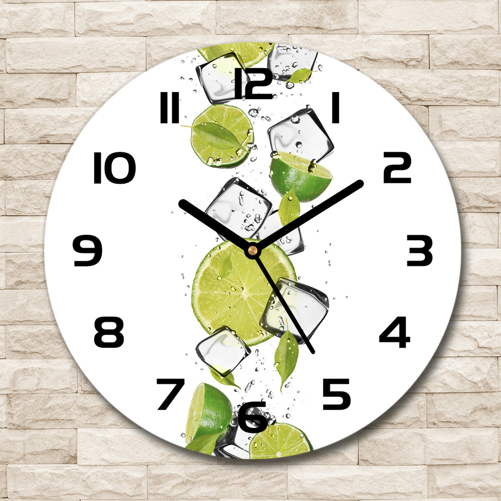 Pendule murale ronde Citron vert sur glace