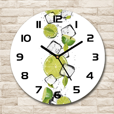 Pendule murale ronde Citron vert sur glace