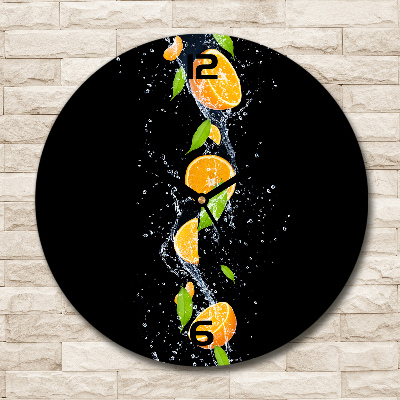 Horloge ronde murale Oranges et eau