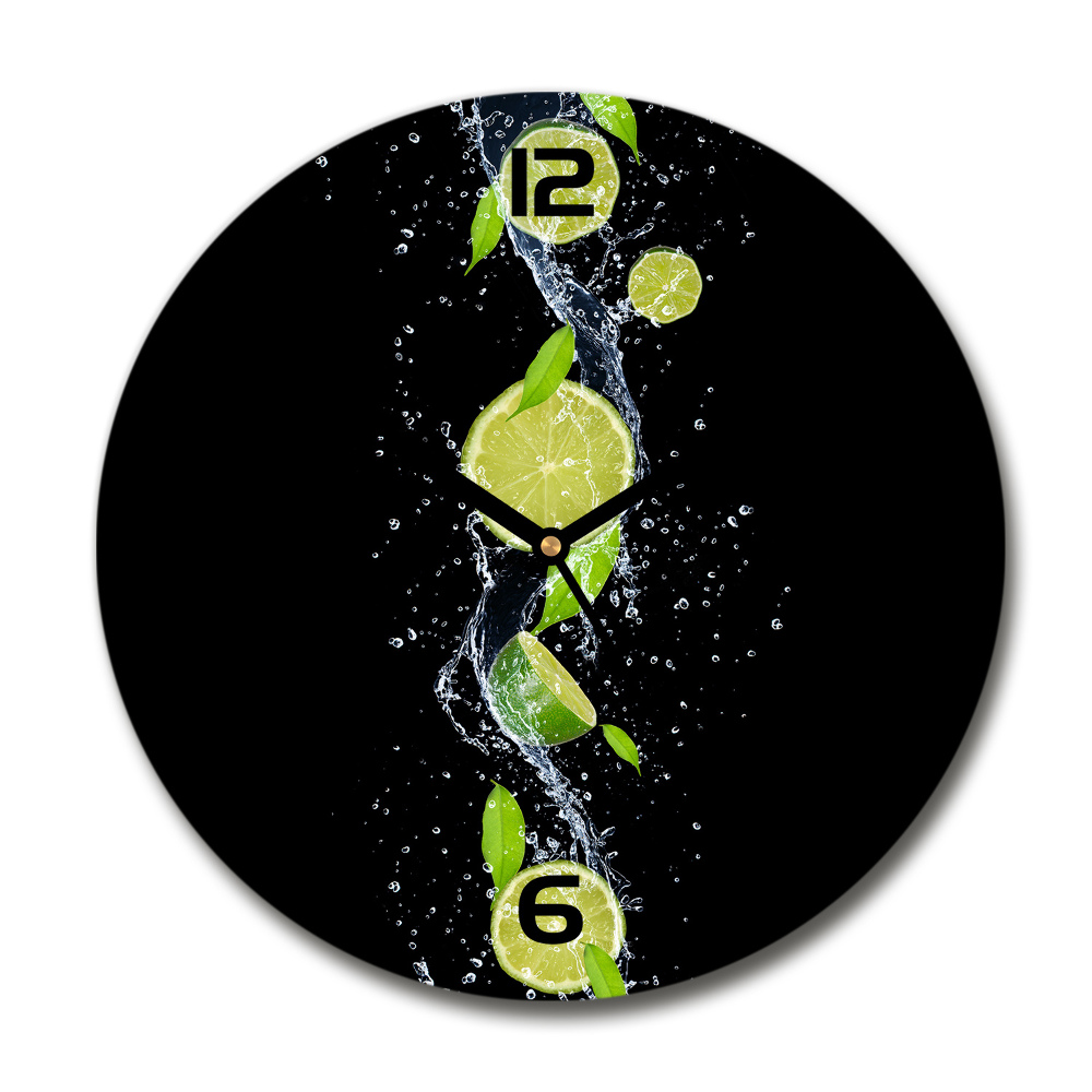 Horloge ronde Citrons verts et eau