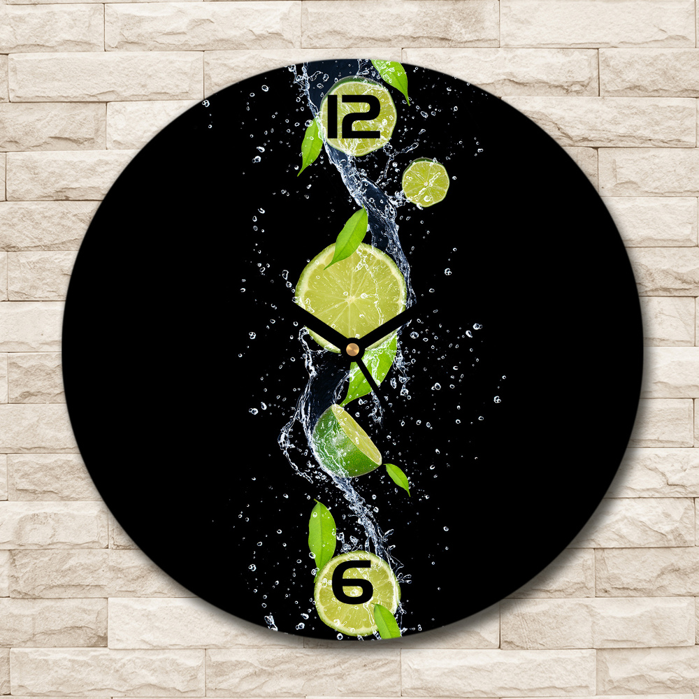 Horloge ronde Citrons verts et eau