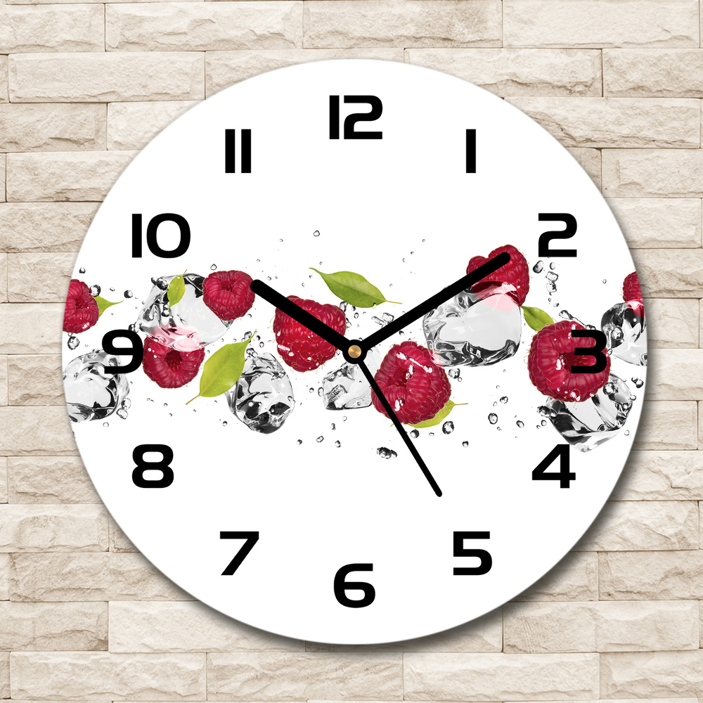 Horloge ronde Framboises et eau