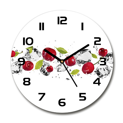 Horloge ronde Cerises et eau