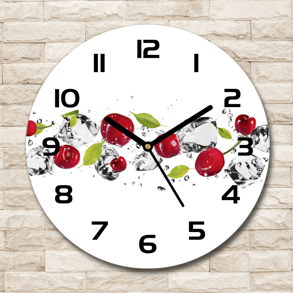 Horloge ronde Cerises et eau