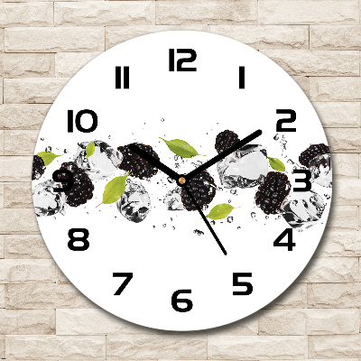 Horloge en verre ronde Cerises et eau