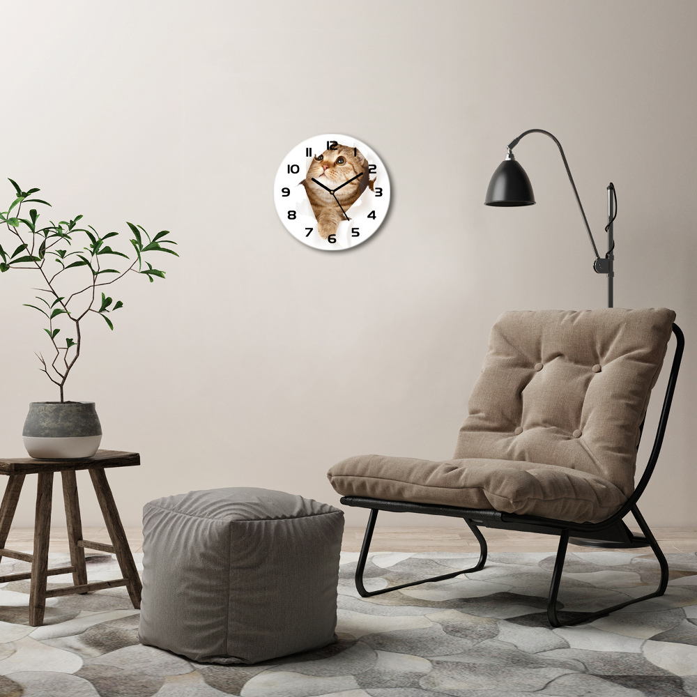 Horloge ronde Chat