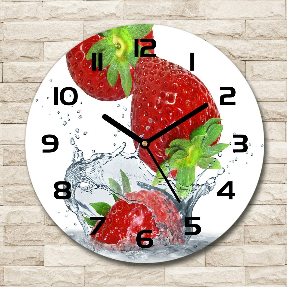 Horloge ronde Fraises et eau