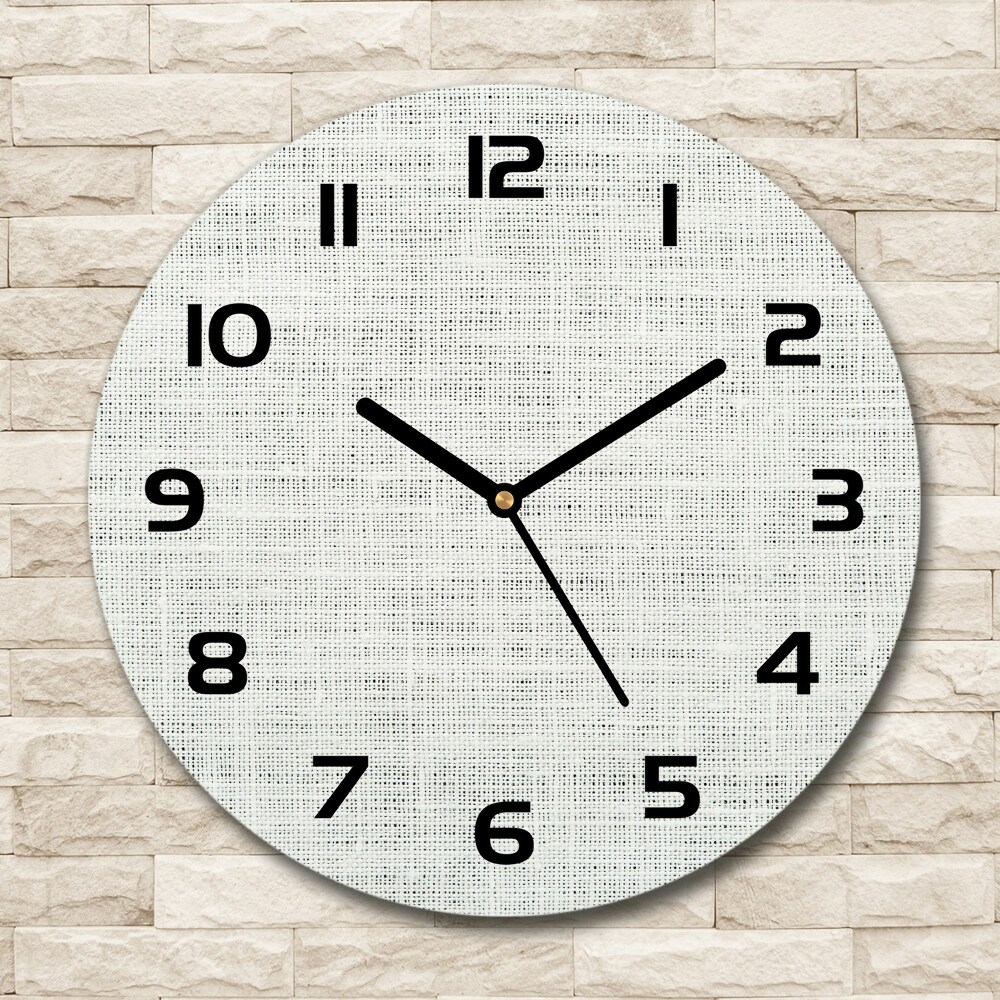 Pendule murale ronde Toile blanche en lin