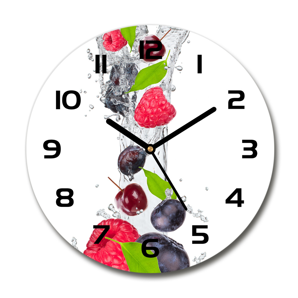 Horloge en verre ronde Fruits et eau