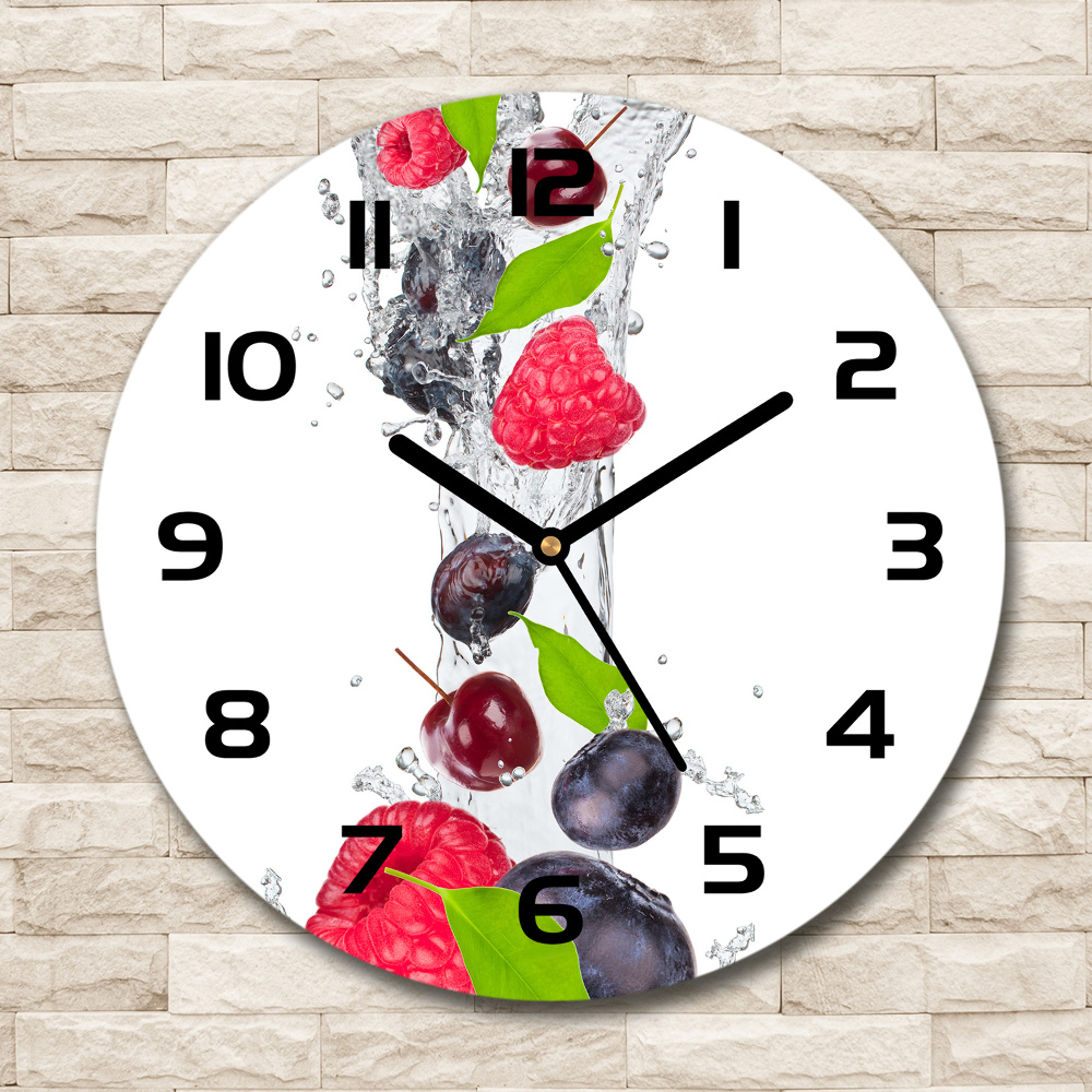 Horloge en verre ronde Fruits et eau