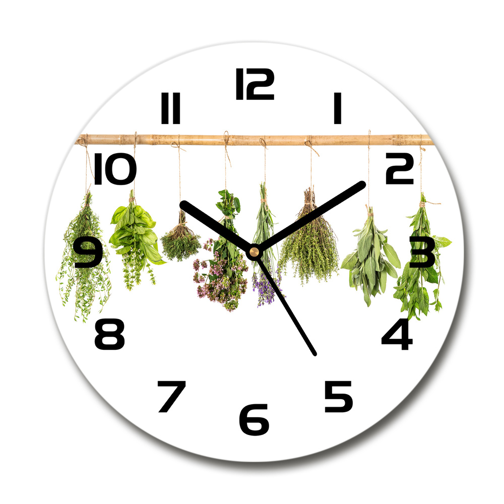 Horloge en verre ronde Herbes sur une ficelle