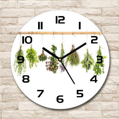 Horloge en verre ronde Herbes sur une ficelle