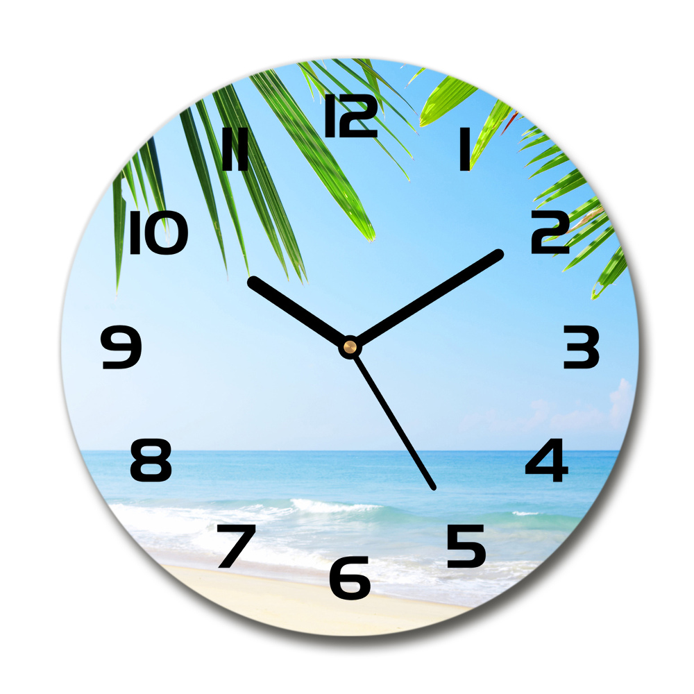 Horloge en verre ronde Plage tropicale