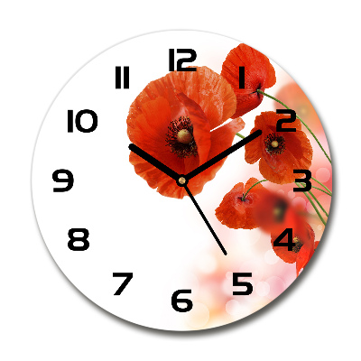 Horloge en verre ronde Coquelicots