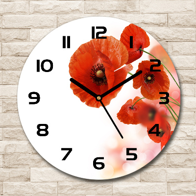 Horloge en verre ronde Coquelicots